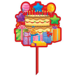 Panneau avec tige Anniversaire Gâteau