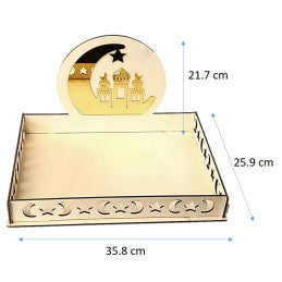 6 Plateaux bois EID MUBARAK à assembler - 2 modèles assortis 35x25x21cm
