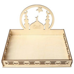 6 Plateaux bois EID MUBARAK à assembler - 2 modèles assortis 35x25x21cm