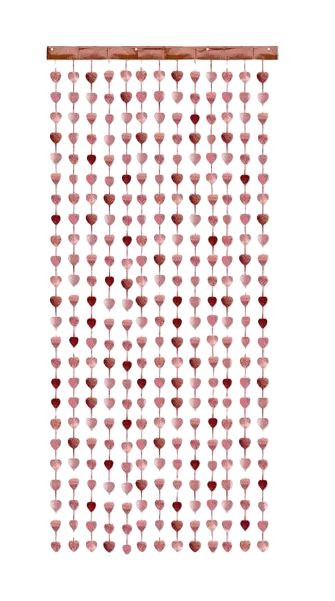 Carton de 12 Rideaux Foil Coeur Rosegold 200 x 100 cm