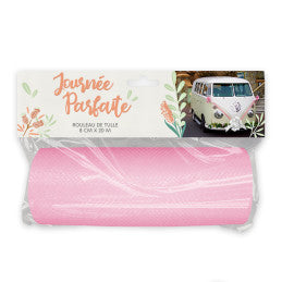 Rouleau tulle ROSE 15cm x 9m - Par 6