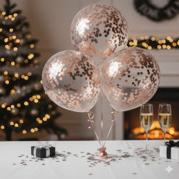 Ballons Transparents Confettis Papier de Soie Rose Gold 30cm - Par 18