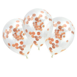 Ballons Transparents Confettis Papier de Soie Rose Gold 30cm - Par 18