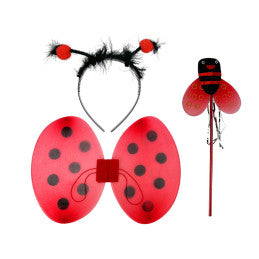 Lot de 6 / Set Coccinelle 4 pièces - Ailes + Tutu + Tiare + Baguette