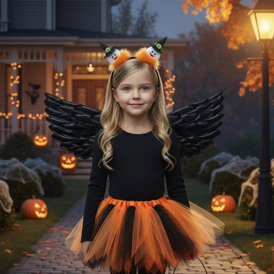 Carton de 12 ensembles MORGANA Halloween – Tiare, ailes et tutu