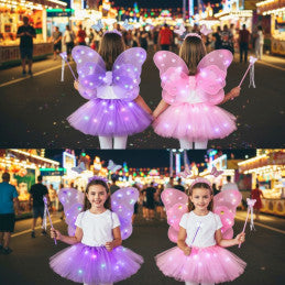 Lot de 6 / Set Papillon Violet LED 4 pièces - Tutu LED + Aile LED + Tiare + Baguette (Copie)