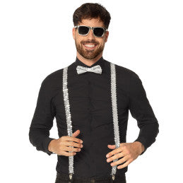 Lot de 6 Set Argent Party - Lunettes + Nœud Papillon + Bretelles