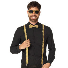 Lot de 6 Set Or Disco Party - Lunettes + Nœud Papillon + Bretelles