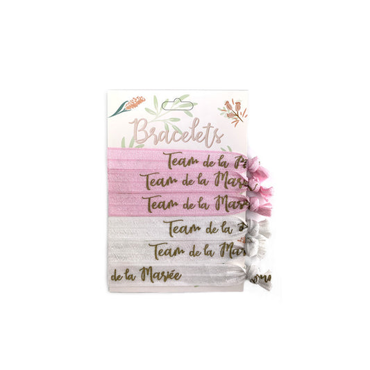 Set de 6 Bracelets Tissu EVJF "Team de la Mariée" CDA