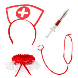 Lot de 8 Set Infirmière - Tiare + Stéthoscope + Jarretierre avec Seringue