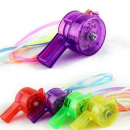 Set de 4 Sifflets LED avec Cordon, piles incluses