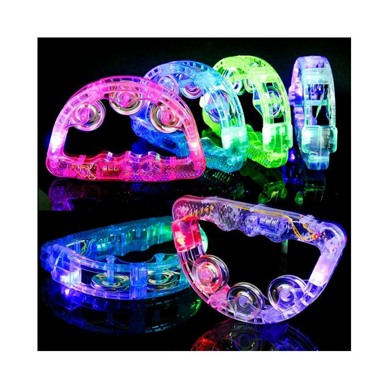 Tambourin LED 4 coloris assortis - 15 x 12 x 3 cm - Par 6