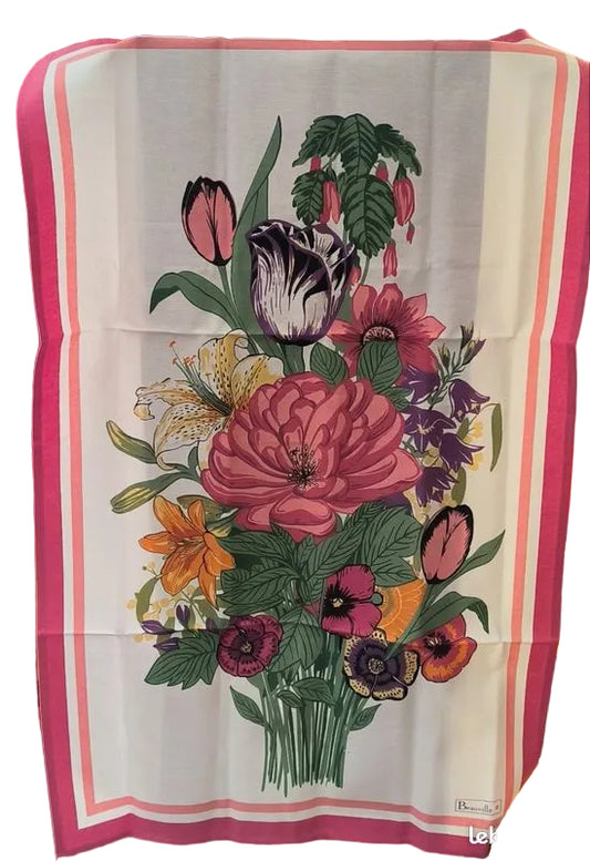 Torchon Beauvillé Bouquet de fleurs – Coton-lin multicolore 60 x 80 cm